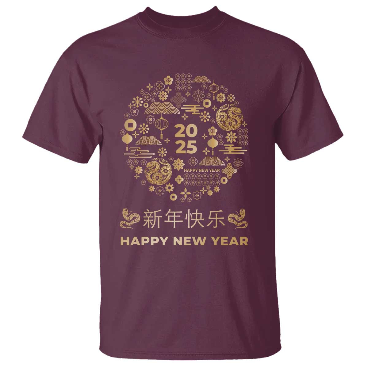 Chinese Lunar New Year 2025 Year Of The Snake T Shirt TS11 Maroon Print Your Wear