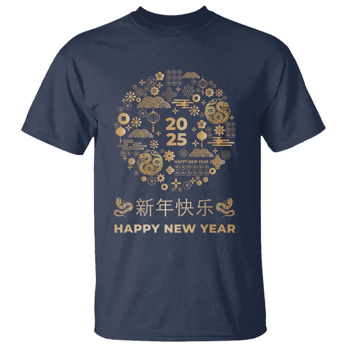 Chinese Lunar New Year 2025 Year Of The Snake T Shirt TS11 Navy Print Your Wear