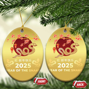 Chinese Lunar New Year 2025 Year Of The Snake Christmas Ornament Cherry Blossom TS11 Oval Gold Print Your Wear