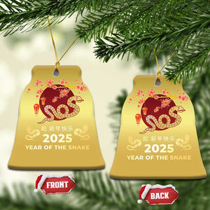 Chinese Lunar New Year 2025 Year Of The Snake Christmas Ornament Cherry Blossom TS11 Bell Flake Gold Print Your Wear