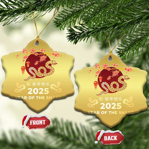 Chinese Lunar New Year 2025 Year Of The Snake Christmas Ornament Cherry Blossom TS11 Snow Flake Gold Print Your Wear