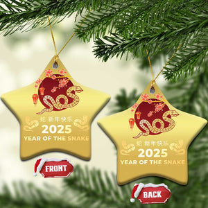 Chinese Lunar New Year 2025 Year Of The Snake Christmas Ornament Cherry Blossom TS11 Star Gold Print Your Wear