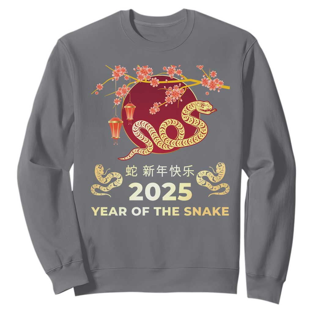 Chinese Lunar New Year 2025 Year Of The Snake Sweatshirt Cherry Blossom TS11 Charcoal Print Your Wear