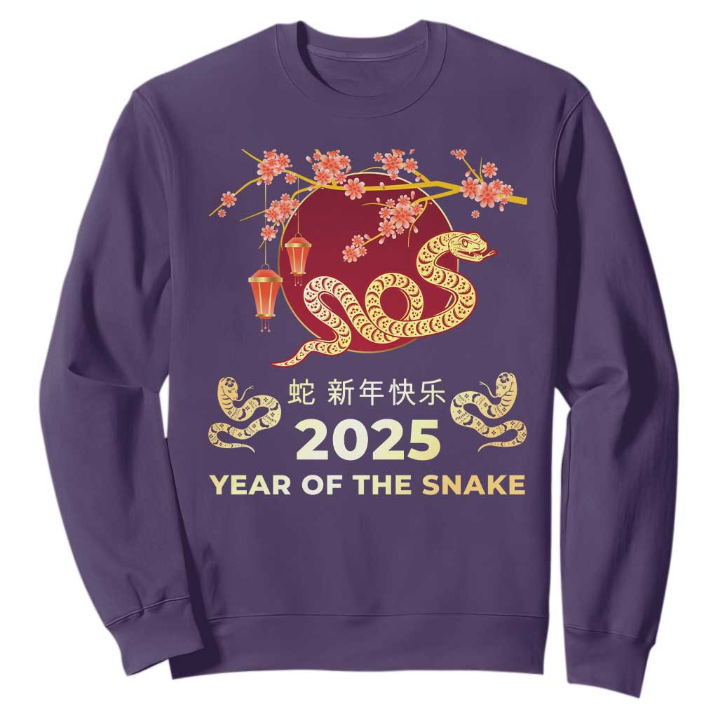 Chinese Lunar New Year 2025 Year Of The Snake Sweatshirt Cherry Blossom TS11 Purple Print Your Wear