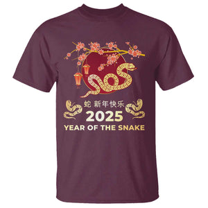 Chinese Lunar New Year 2025 Year Of The Snake T Shirt Cherry Blossom TS11 Maroon Print Your Wear