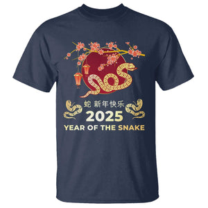 Chinese Lunar New Year 2025 Year Of The Snake T Shirt Cherry Blossom TS11 Navy Print Your Wear