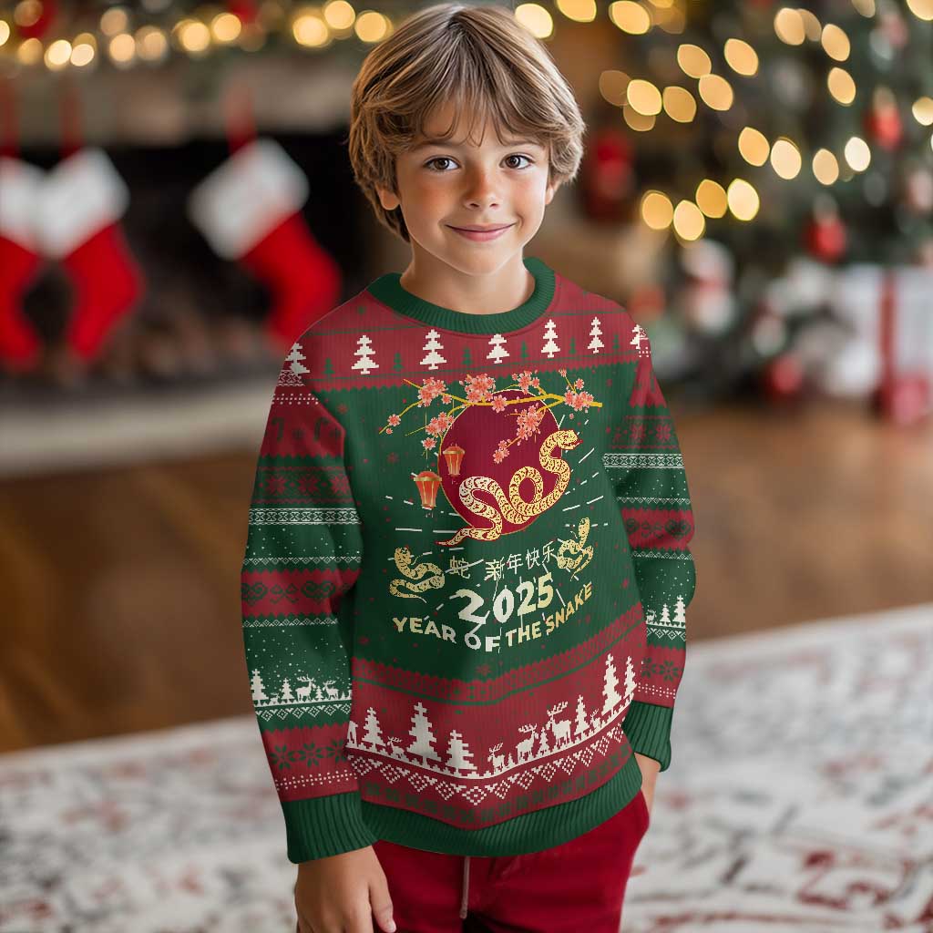 Chinese Lunar New Year 2025 Year Of The Snake Ugly Christmas Sweater Cherry Blossom TS11 Christmas Print Your Wear