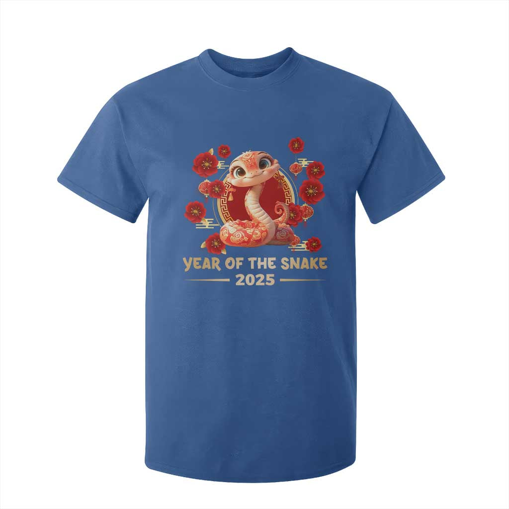 Happy Chinese New Year 2025 T Shirt For Kid Year Of The Snake Flowers TS11 Royal Blue Print Your Wear