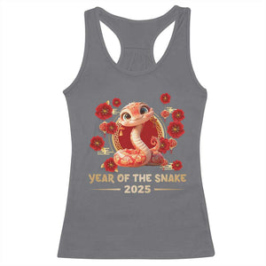 Happy Chinese New Year 2025 Racerback Tank Top Year Of The Snake Flowers TS11 Charcoal Print Your Wear
