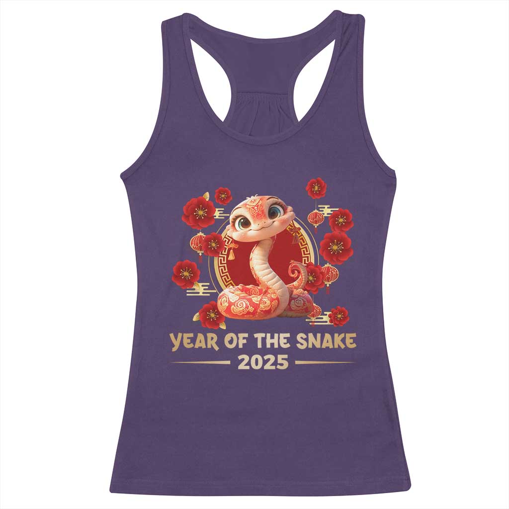 Happy Chinese New Year 2025 Racerback Tank Top Year Of The Snake Flowers TS11 Purple Print Your Wear