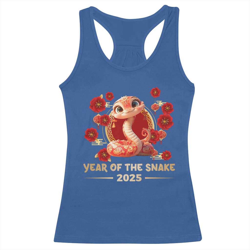 Happy Chinese New Year 2025 Racerback Tank Top Year Of The Snake Flowers TS11 Royal Blue Print Your Wear