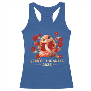Happy Chinese New Year 2025 Racerback Tank Top Year Of The Snake Flowers TS11 Royal Blue Print Your Wear