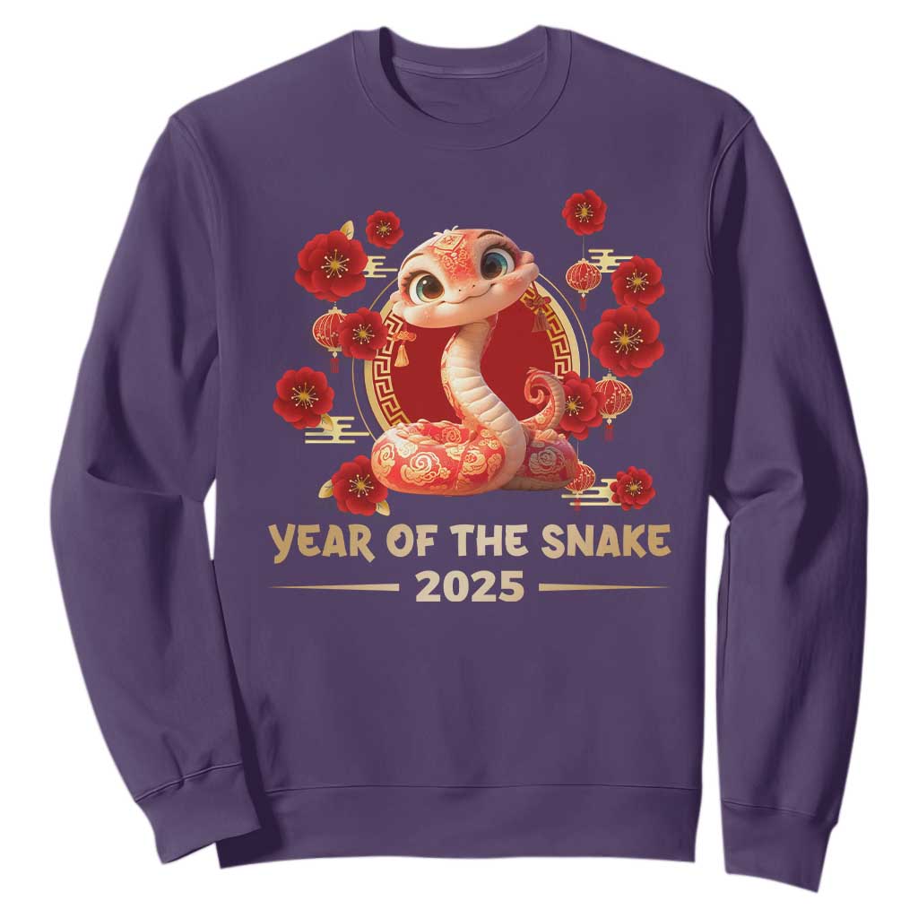 Happy Chinese New Year 2025 Sweatshirt Year Of The Snake Flowers TS11 Purple Print Your Wear