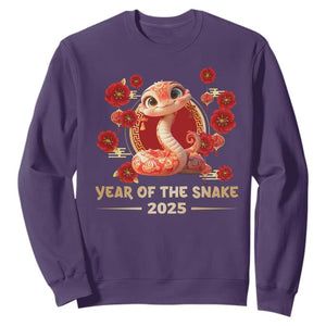 Happy Chinese New Year 2025 Sweatshirt Year Of The Snake Flowers TS11 Purple Print Your Wear
