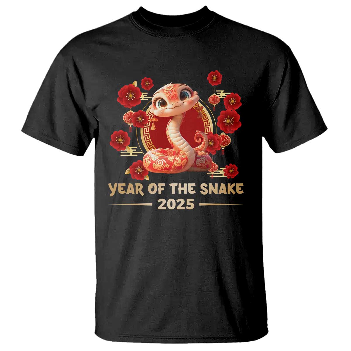 Happy Chinese New Year 2025 T Shirt Year Of The Snake Flowers TS11 Black Print Your Wear