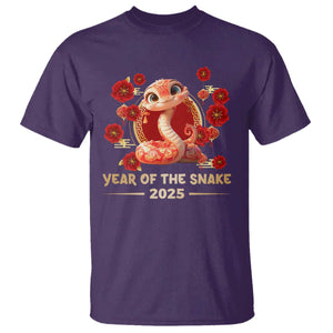 Happy Chinese New Year 2025 T Shirt Year Of The Snake Flowers TS11 Purple Print Your Wear