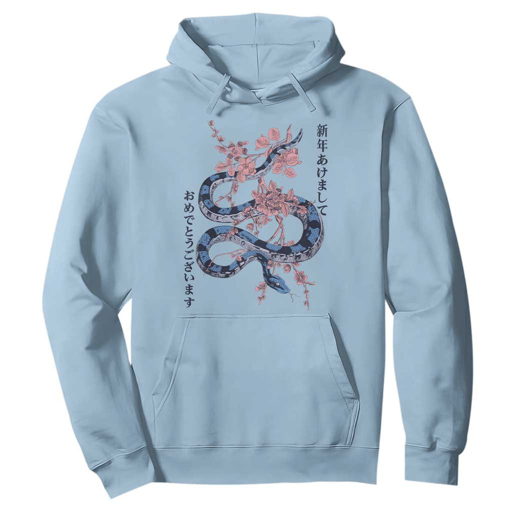 Happy Japanese New Year 2025 Hoodie Year Of The Snake Sakura Cherry Blossom TS11 Light Blue Print Your Wear