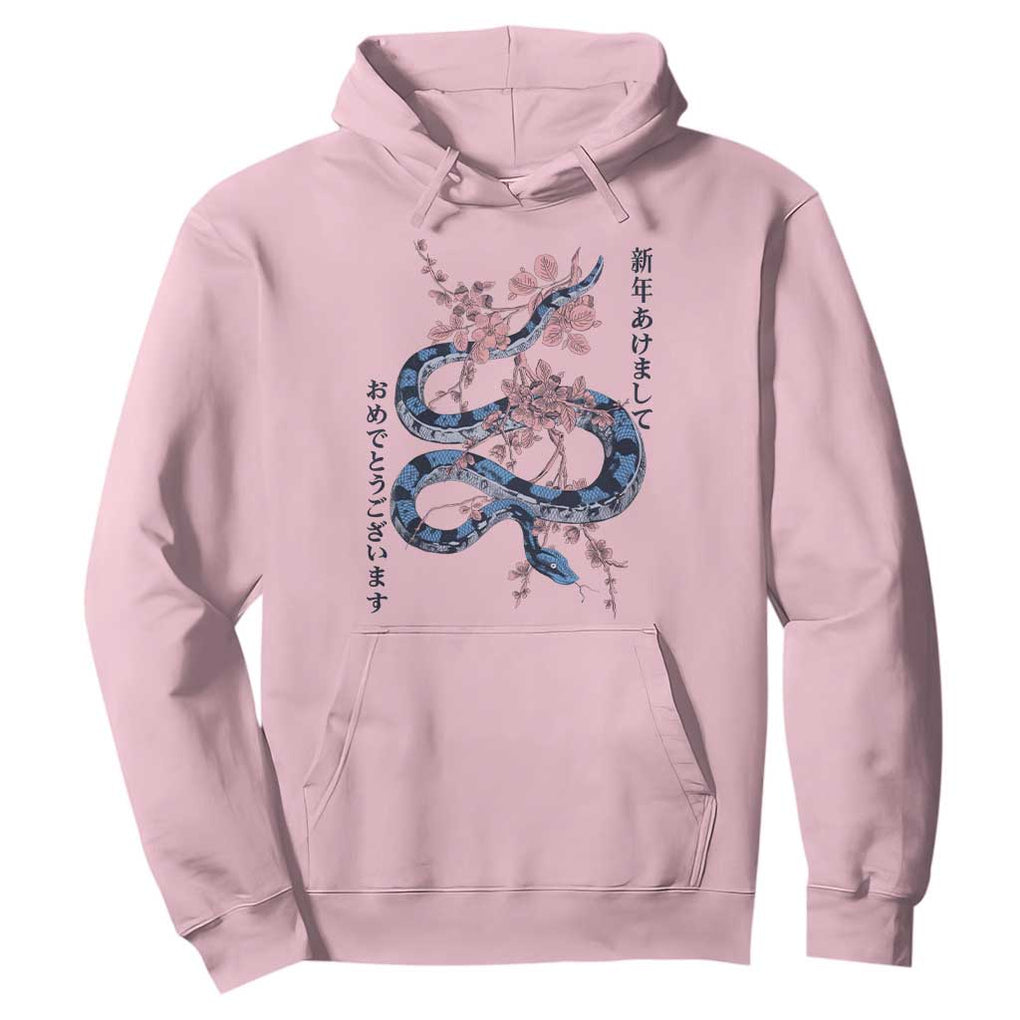 Happy Japanese New Year 2025 Hoodie Year Of The Snake Sakura Cherry Blossom TS11 Light Pink Print Your Wear