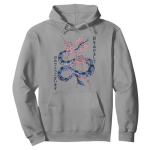 Happy Japanese New Year 2025 Hoodie Year Of The Snake Sakura Cherry Blossom TS11 Sport Gray Print Your Wear
