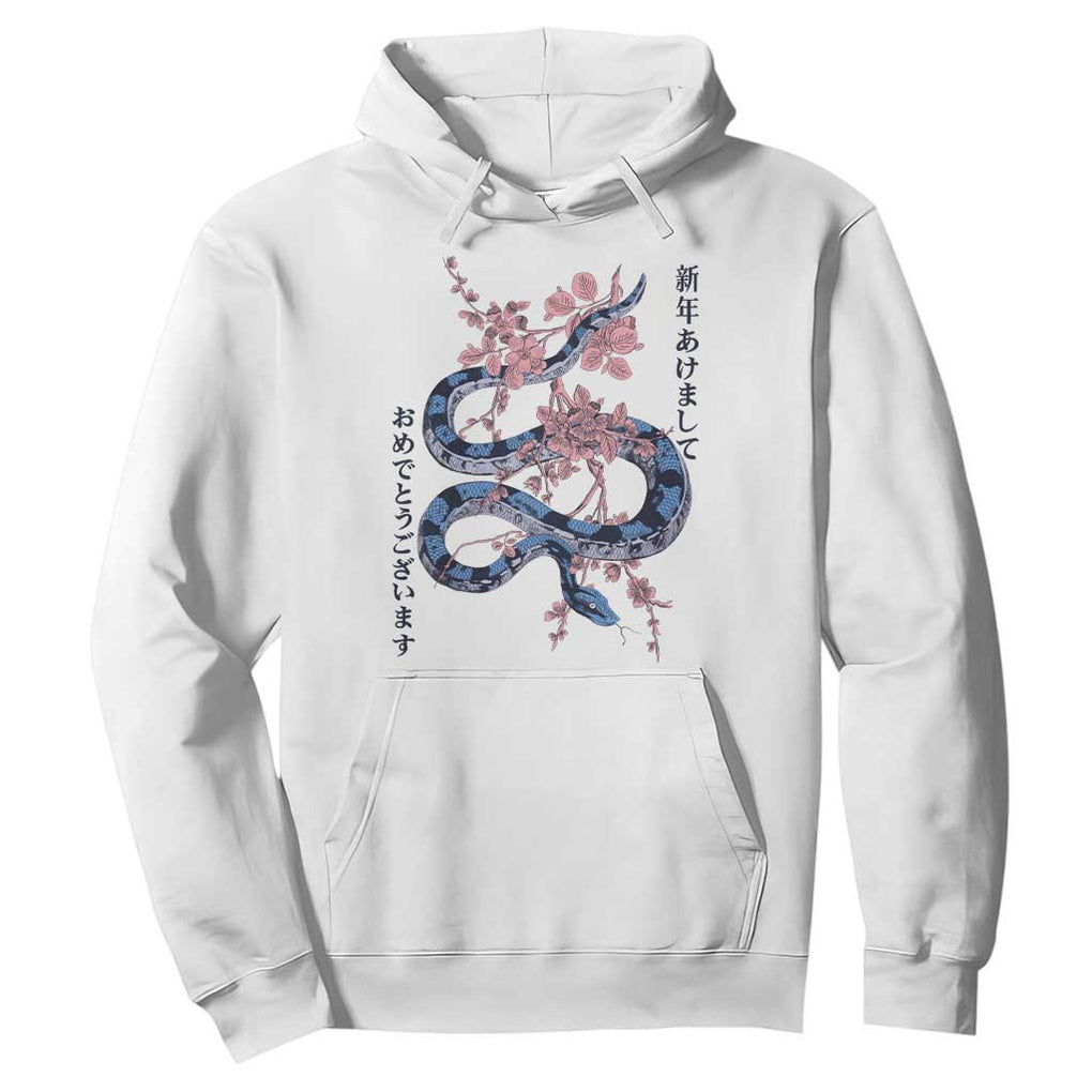 Happy Japanese New Year 2025 Hoodie Year Of The Snake Sakura Cherry Blossom TS11 White Print Your Wear