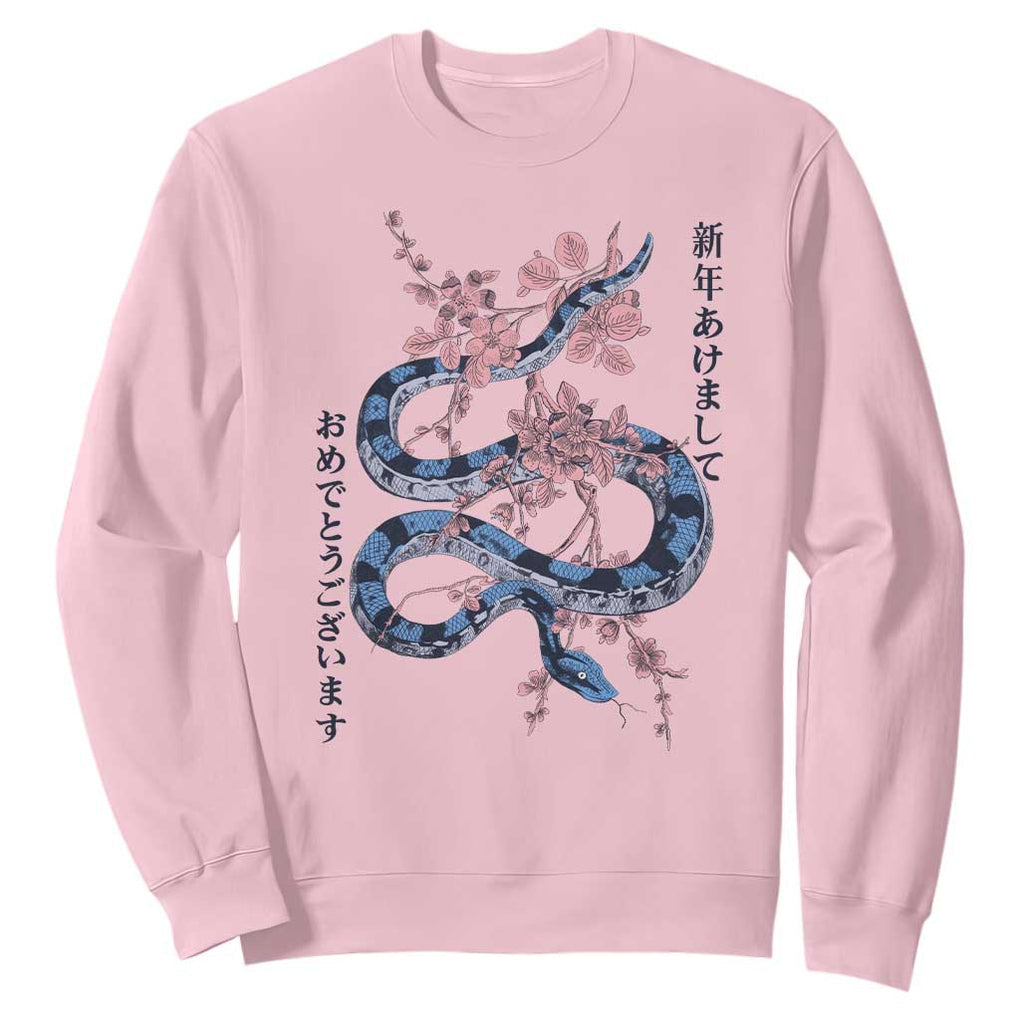Happy Japanese New Year 2025 Sweatshirt Year Of The Snake Sakura Cherry Blossom TS11 Light Pink Print Your Wear