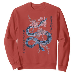 Happy Japanese New Year 2025 Sweatshirt Year Of The Snake Sakura Cherry Blossom TS11 Red Print Your Wear