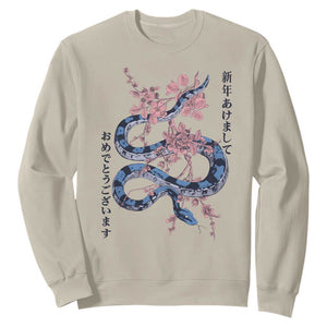 Happy Japanese New Year 2025 Sweatshirt Year Of The Snake Sakura Cherry Blossom TS11 Sand Print Your Wear