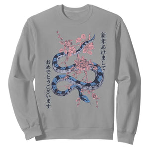 Happy Japanese New Year 2025 Sweatshirt Year Of The Snake Sakura Cherry Blossom TS11 Sport Gray Print Your Wear