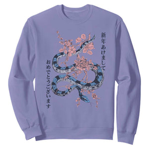 Happy Japanese New Year 2025 Sweatshirt Year Of The Snake Sakura Cherry Blossom TS11 Violet Print Your Wear