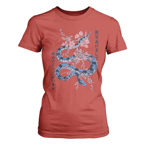 Happy Japanese New Year 2025 T Shirt For Women Year Of The Snake Sakura Cherry Blossom TS11 Red Print Your Wear
