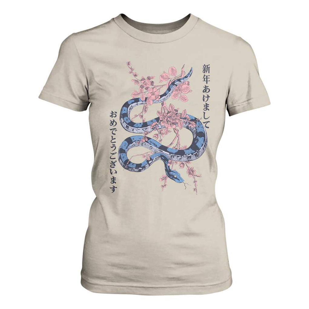Happy Japanese New Year 2025 T Shirt For Women Year Of The Snake Sakura Cherry Blossom TS11 Sand Print Your Wear