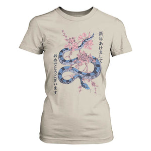 Happy Japanese New Year 2025 T Shirt For Women Year Of The Snake Sakura Cherry Blossom TS11 Sand Print Your Wear