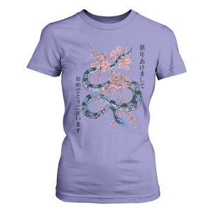 Happy Japanese New Year 2025 T Shirt For Women Year Of The Snake Sakura Cherry Blossom TS11 Violet Print Your Wear