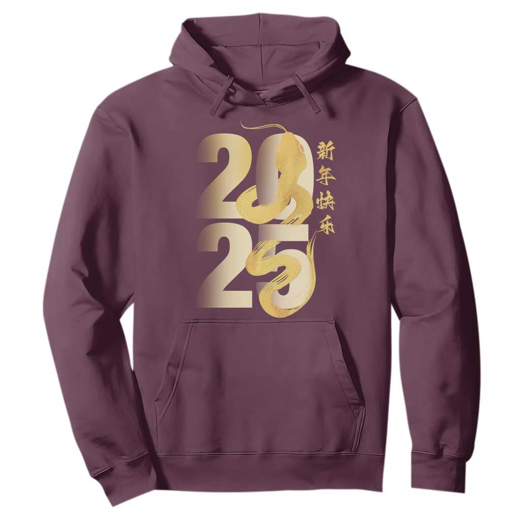 Happy Chinese New Year 2025 Hoodie Calligraphy Year Of The Snake Zodiac Animals TS11 Maroon Print Your Wear