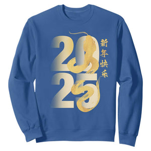 Happy Chinese New Year 2025 Sweatshirt Calligraphy Year Of The Snake Zodiac Animals TS11 Royal Blue Print Your Wear