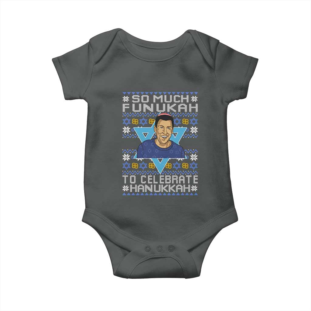 Funny So Much Funukah To Celebrate Hanukkah Sandler Baby Onesie TS11 Dark Heather Print Your Wear