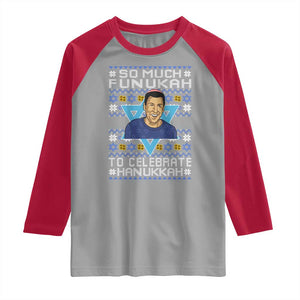 Funny So Much Funukah To Celebrate Hanukkah Sandler Raglan Shirt TS11 Sport Gray Red Print Your Wear