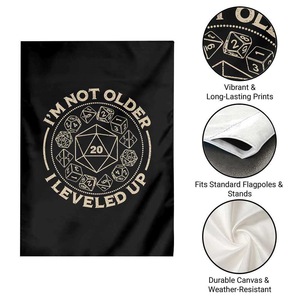 Funny RPG Gamer I'm Not Older I Leveled Up Garden Flag Vintage D20 Tabletop Dice TS11 Print Your Wear