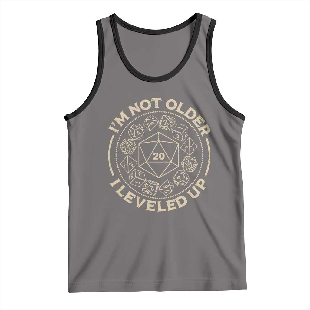 Funny RPG Gamer I'm Not Older I Leveled Up Tank Top Vintage D20 Tabletop Dice TS11 Deep Heather Black Print Your Wear