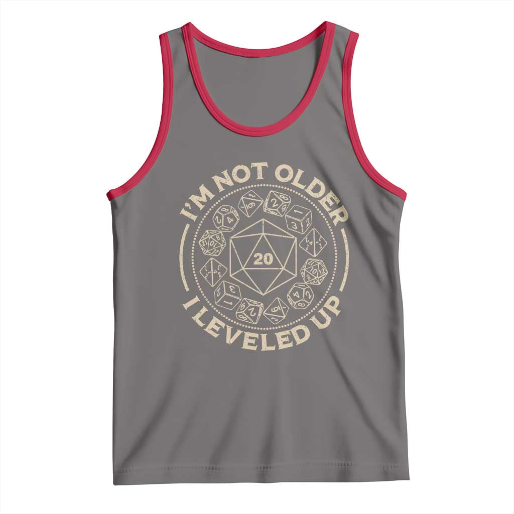 Funny RPG Gamer I'm Not Older I Leveled Up Tank Top Vintage D20 Tabletop Dice TS11 Deep Heather Red Print Your Wear