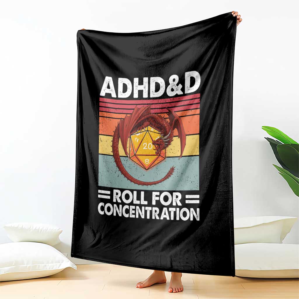 ADHD&D Roll For Concentration Throw Blanket Funny RPG Gamer D20 Tabletop Dice TS11 Print Your Wear