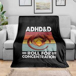 ADHD&D Roll For Concentration Throw Blanket Funny RPG Gamer D20 Tabletop Dice TS11 Print Your Wear