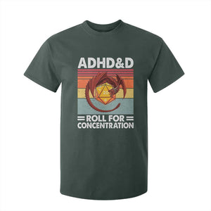 ADHD&D Roll For Concentration T Shirt For Kid Funny RPG Gamer D20 Tabletop Dice TS11 Dark Forest Green Print Your Wear