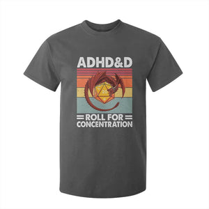 ADHD&D Roll For Concentration T Shirt For Kid Funny RPG Gamer D20 Tabletop Dice TS11 Dark Heather Print Your Wear