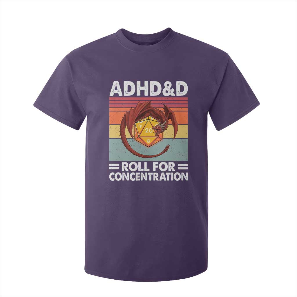ADHD&D Roll For Concentration T Shirt For Kid Funny RPG Gamer D20 Tabletop Dice TS11 Purple Print Your Wear
