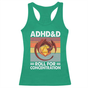 ADHD&D Roll For Concentration Racerback Tank Top Funny RPG Gamer D20 Tabletop Dice TS11 Irish Green Print Your Wear