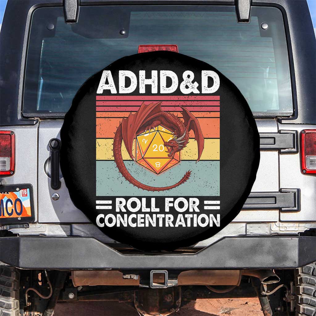 ADHD&D Roll For Concentration Spare Tire Cover Funny RPG Gamer D20 Tabletop Dice TS11 No hole Black Print Your Wear
