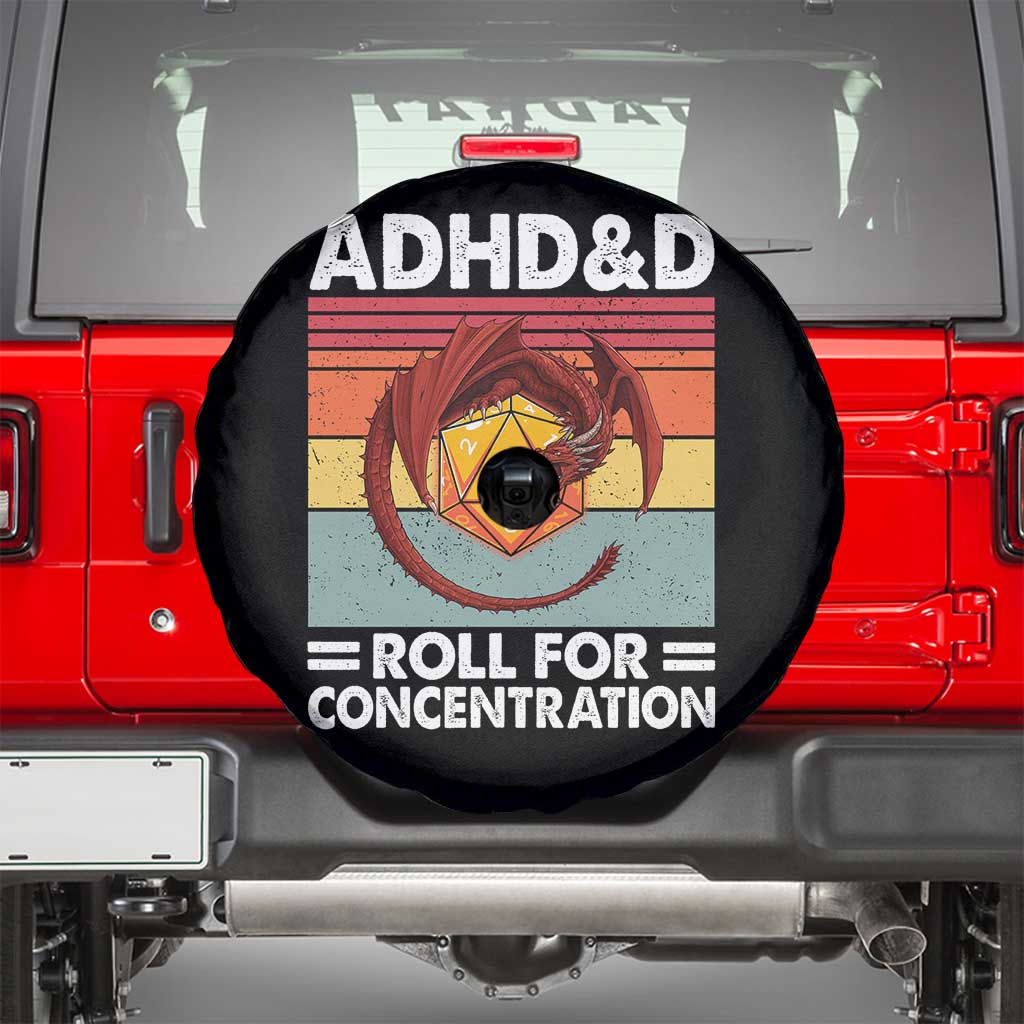ADHD&D Roll For Concentration Spare Tire Cover Funny RPG Gamer D20 Tabletop Dice TS11 Black Print Your Wear