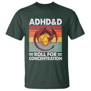 ADHD&D Roll For Concentration T Shirt Funny RPG Gamer D20 Tabletop Dice TS11 Dark Forest Green Print Your Wear