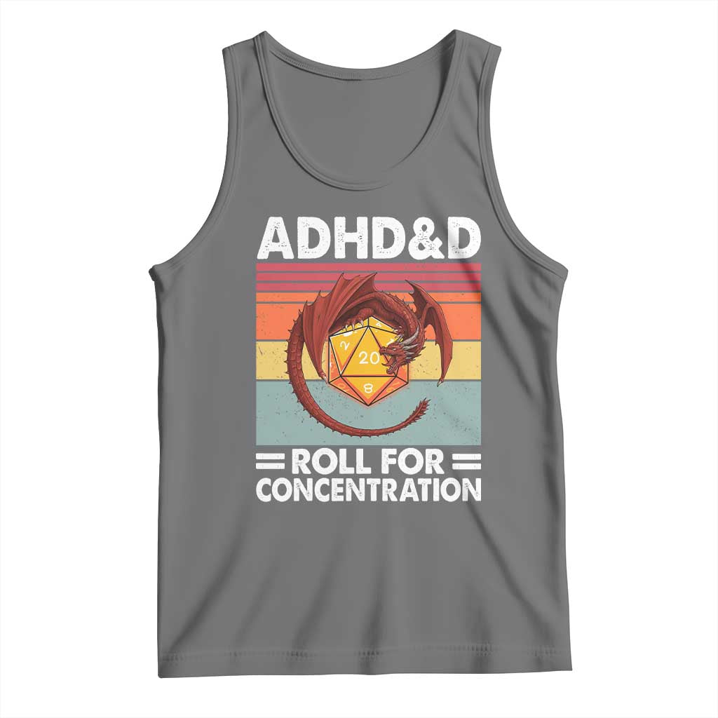 ADHD&D Roll For Concentration Tank Top Funny RPG Gamer D20 Tabletop Dice TS11 Black Heather Print Your Wear